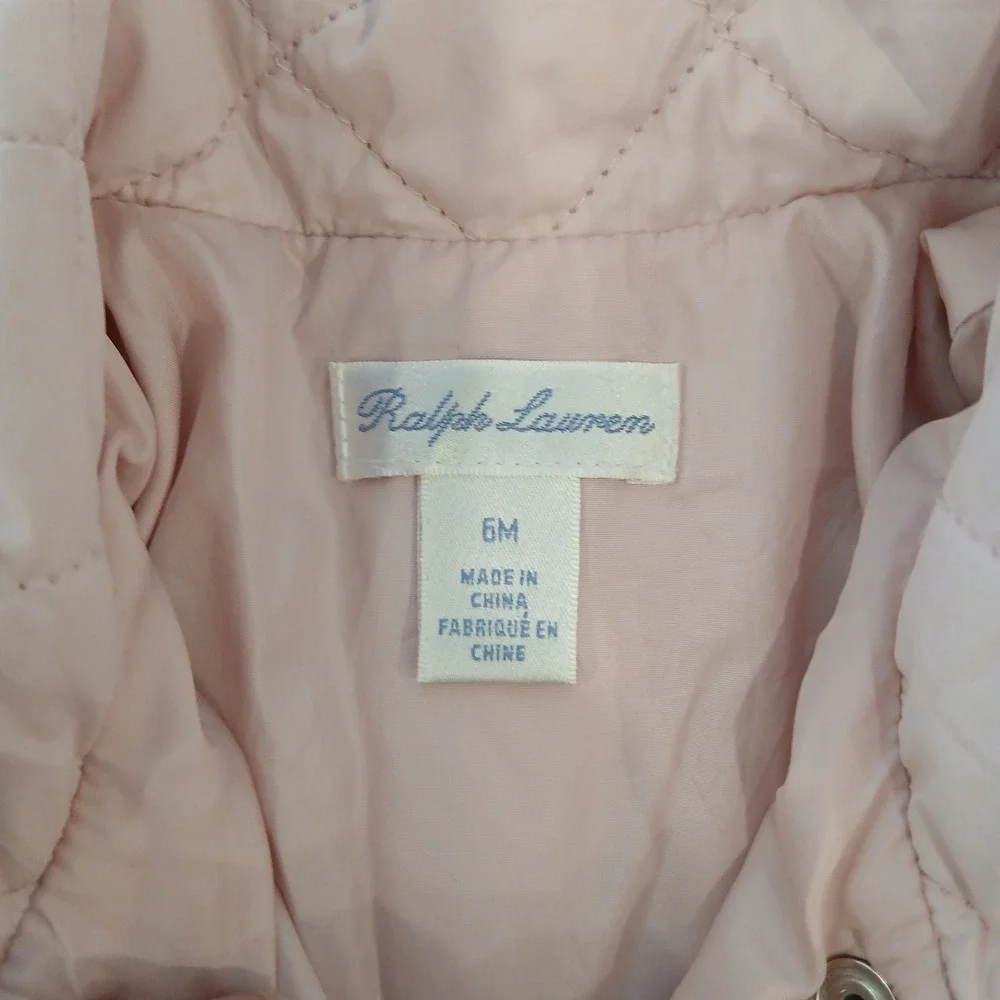Ralph Lauren Quilted Jacket Baby 6M Pink Peplum Button Front Preppy